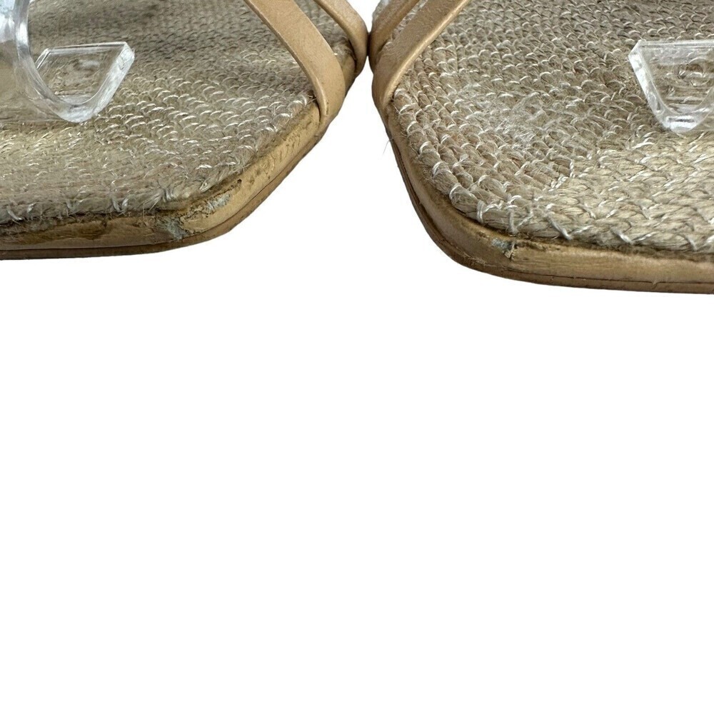 Zara Sheos Womens Size 38 Beige Square Toe Strappy Flat Sandals Jute 7.5 US READ - Picture 7 of 16